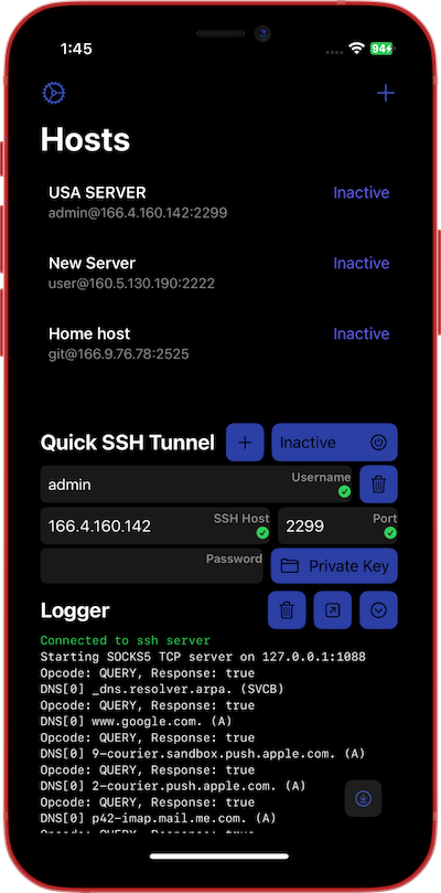 SocksSSH screenshot